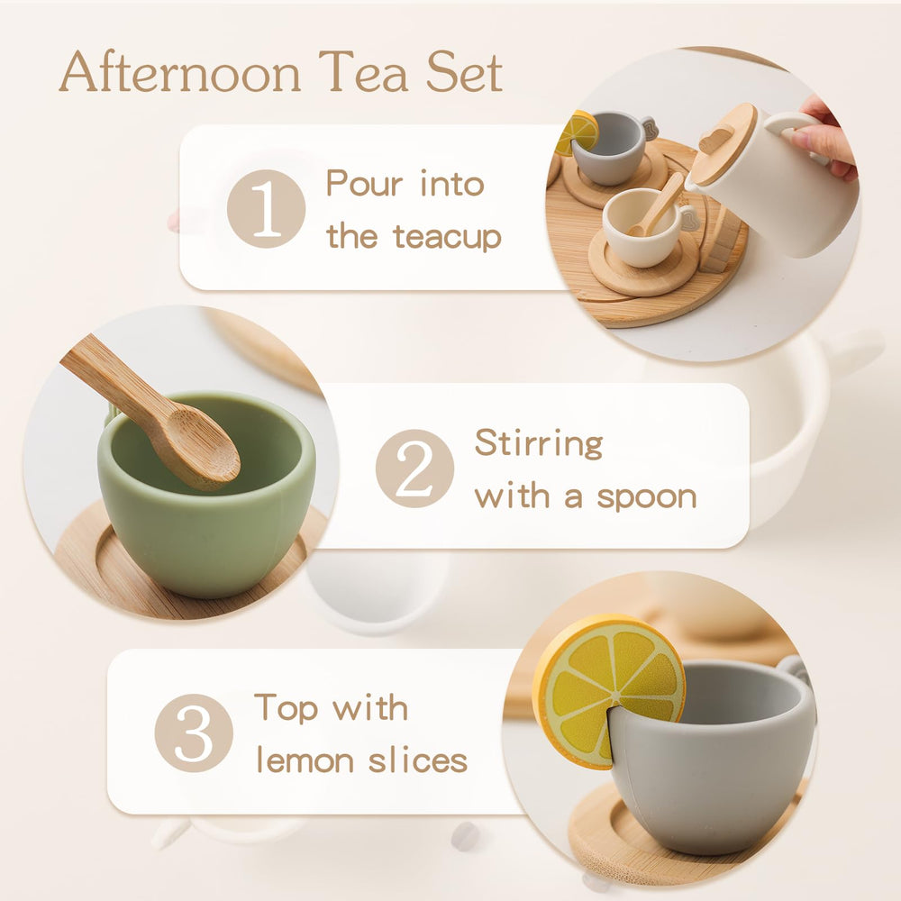 Youuys wooden lemon slice garnish adds playful detail to pretend tea