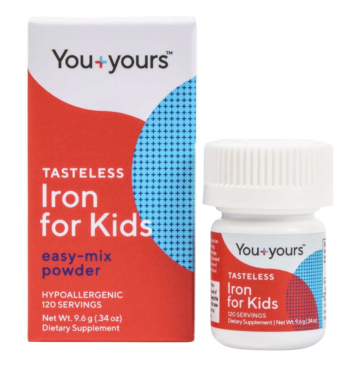 You+yours tasteless iron for kids bottle front shows clean packaging for daily use