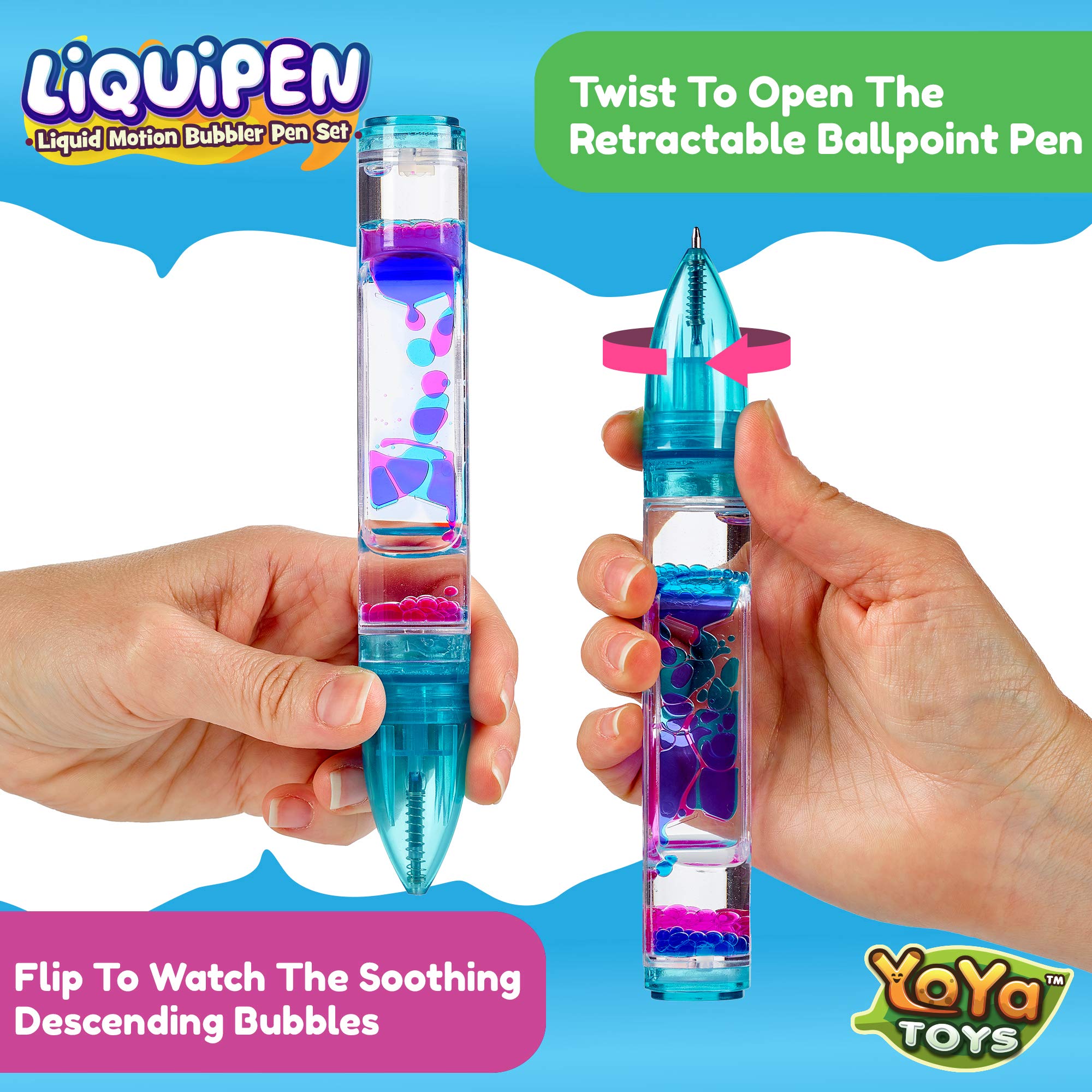 YoYa Toys Liquipen blue liquid motion visuals provide relaxing desk distraction.