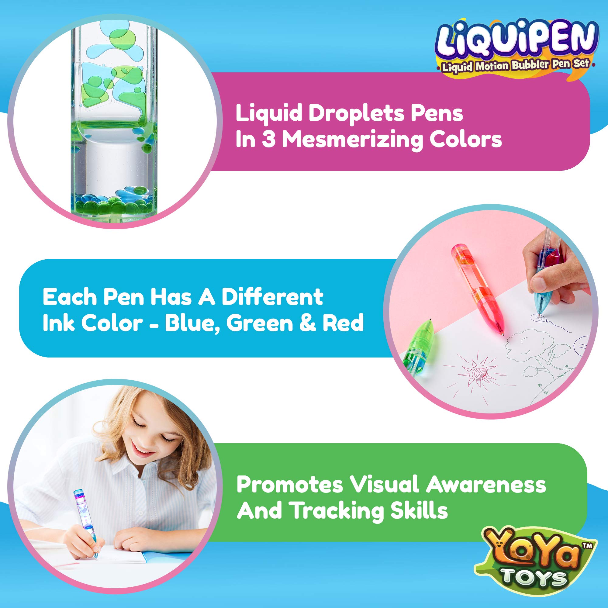 YoYa Toys Liquipen triple-pack gift box showcases sensory fidget appeal.