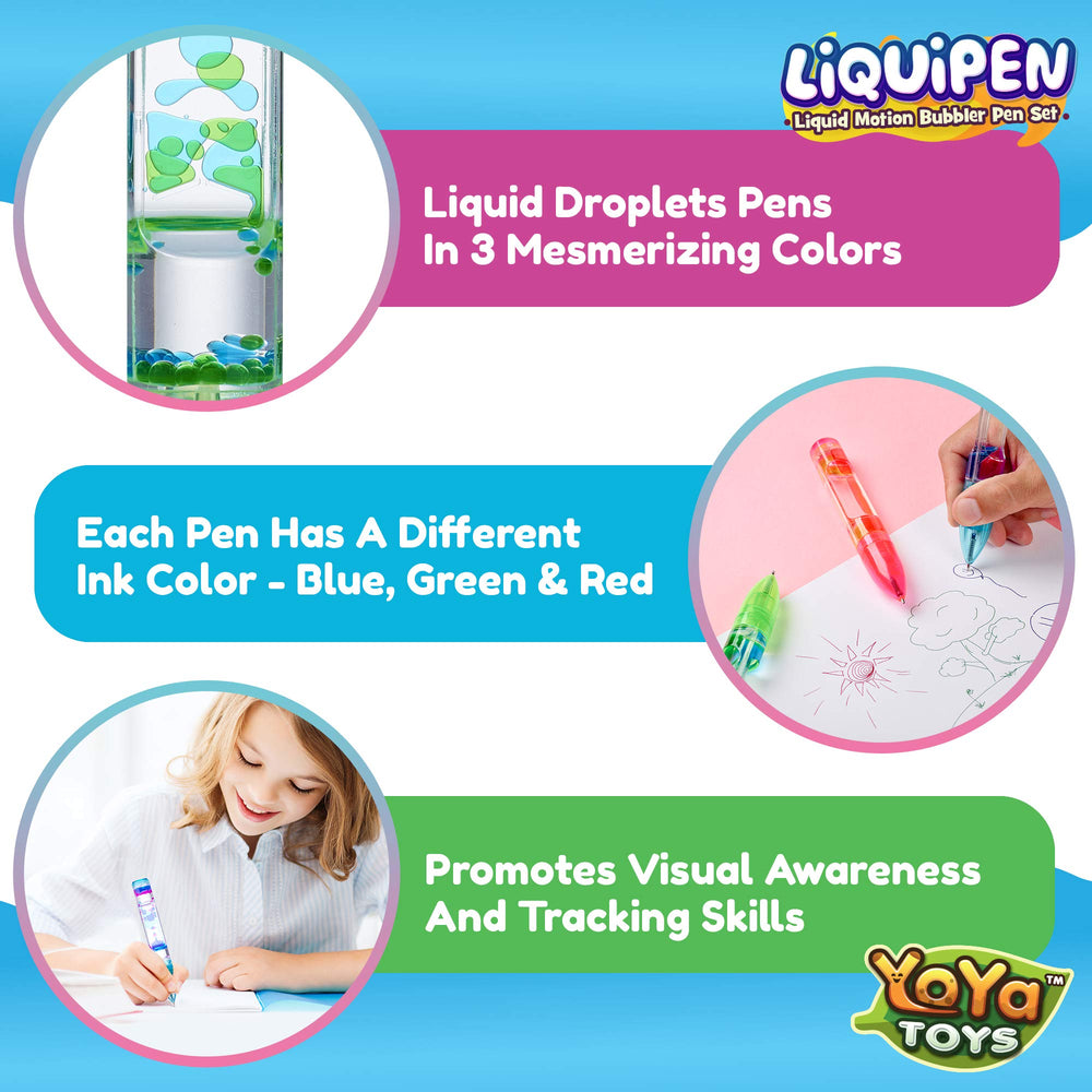 YoYa Toys Liquipen triple-pack gift box showcases sensory fidget appeal.