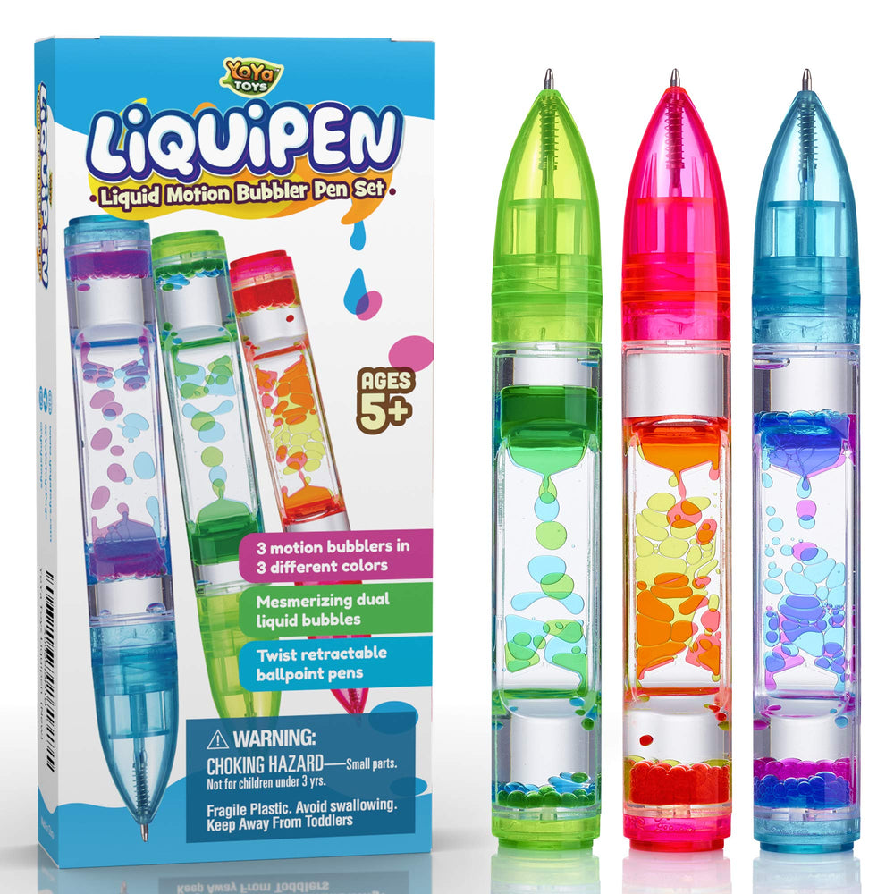 YoYa Toys Liquipen red liquid motion visuals aid focus during study.