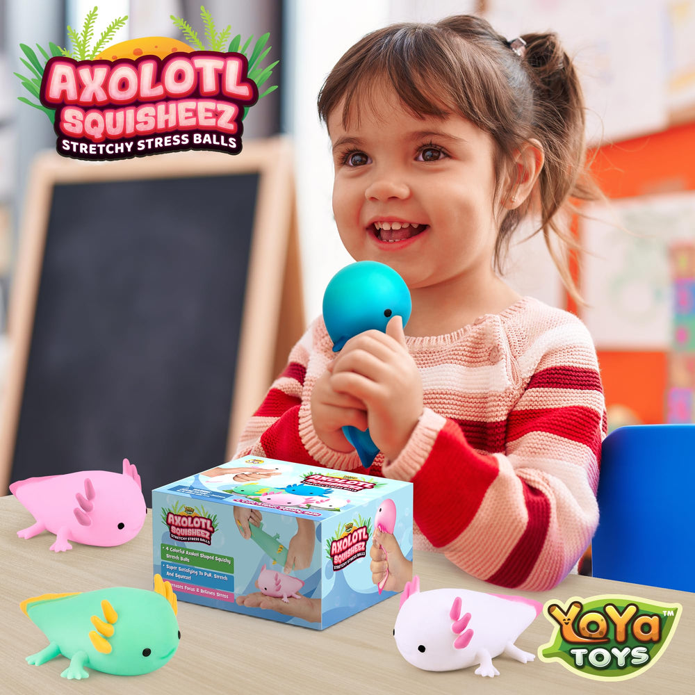 YoYa Toys Squisheez Axolotl pink close-up for satisfying squish