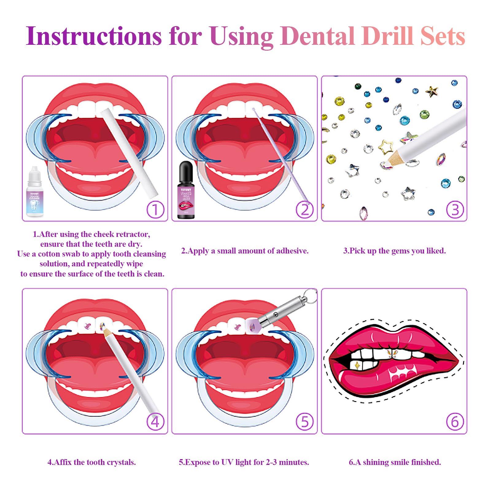 YOYOWY Tooth Gem Kit cotton rolls for gentle tooth prep
