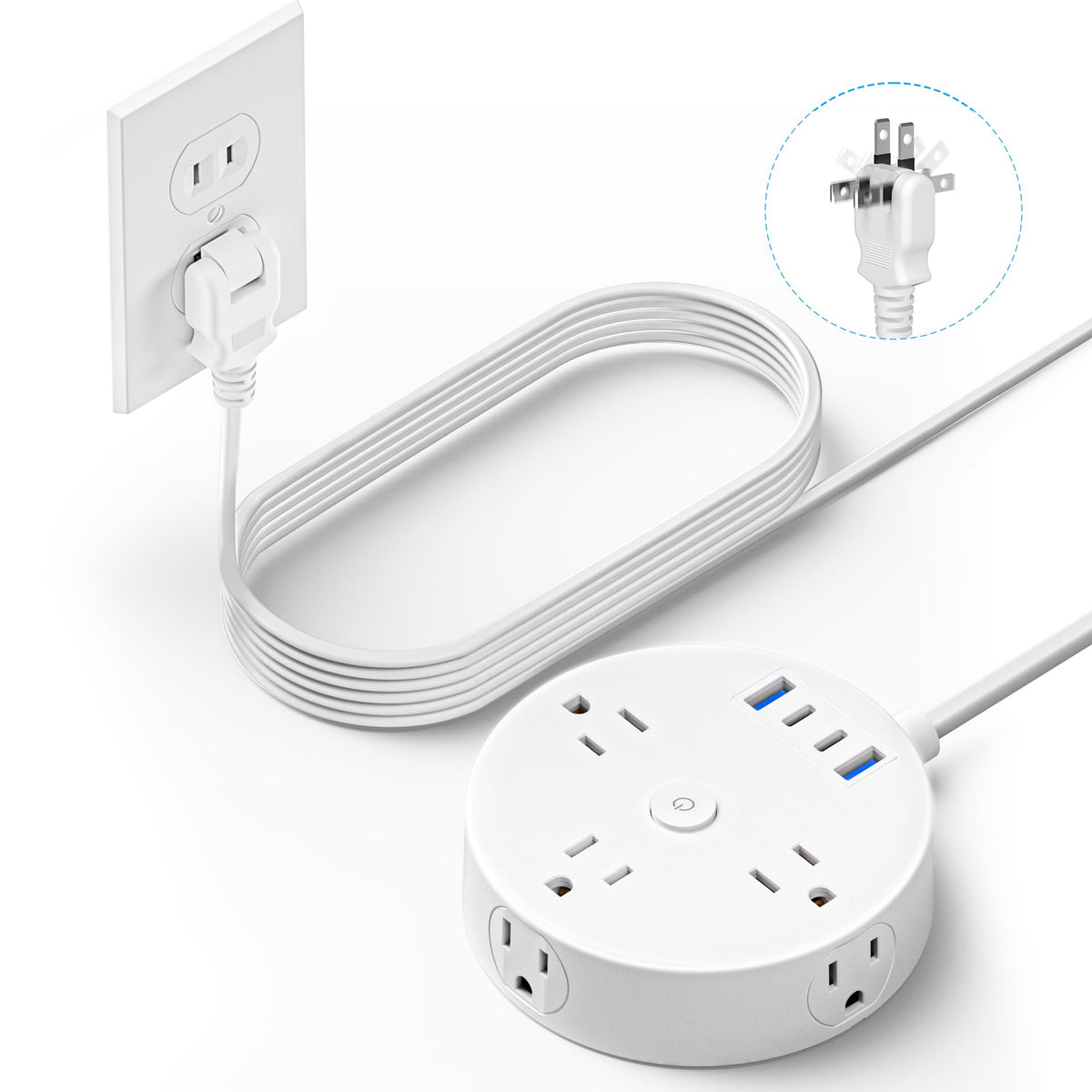 Yozisital 10ft 2-prong to 3-prong adapter enabling safe charging in dorms