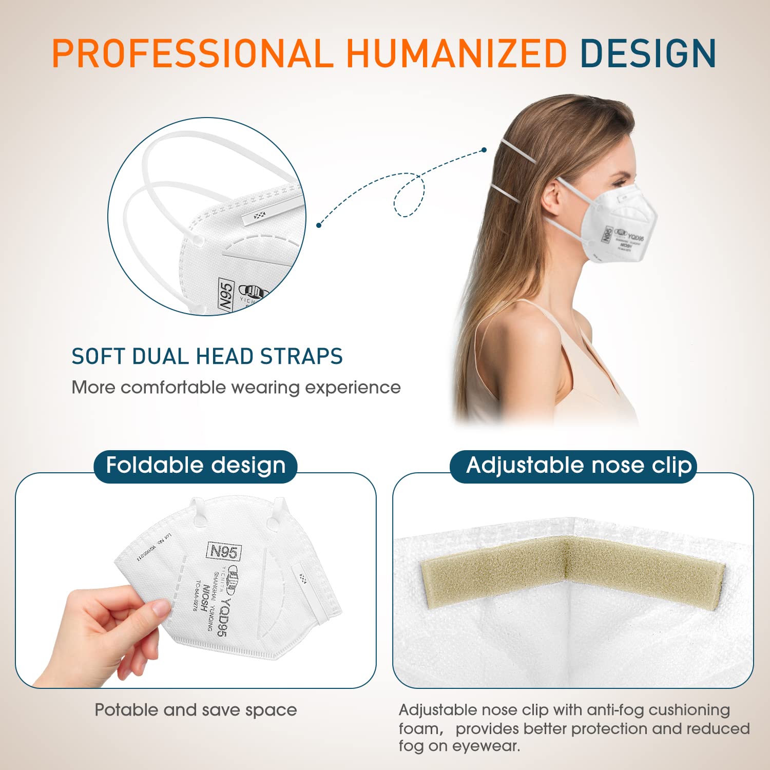 YQ YICHITA N95 mask adjustable nose clip reduces fog and improves seal.