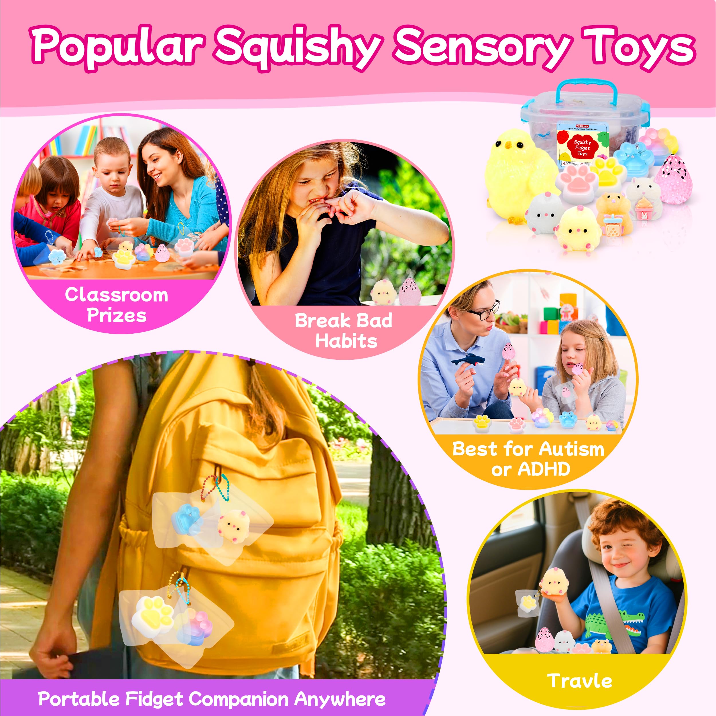 YRSDQueenA portable chain pouch makes squishies easy to carry.