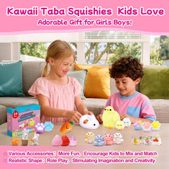 YRSDQueenA pet garden party scene with kawaii squishies for sensory fun.