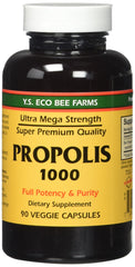 YS Eco Bee Farms Propolis Raw 1000mg bottle shows full potency and purity for daily use.