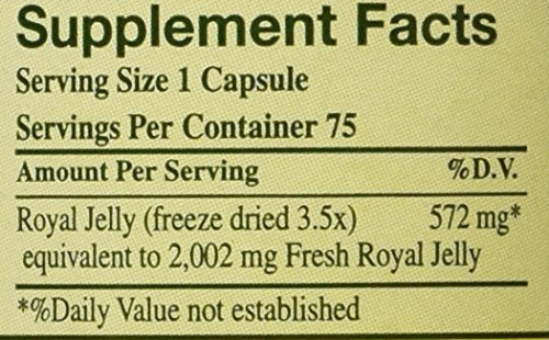 YS Eco Bee Farms Royal Jelly packaging showing 75 capsules.