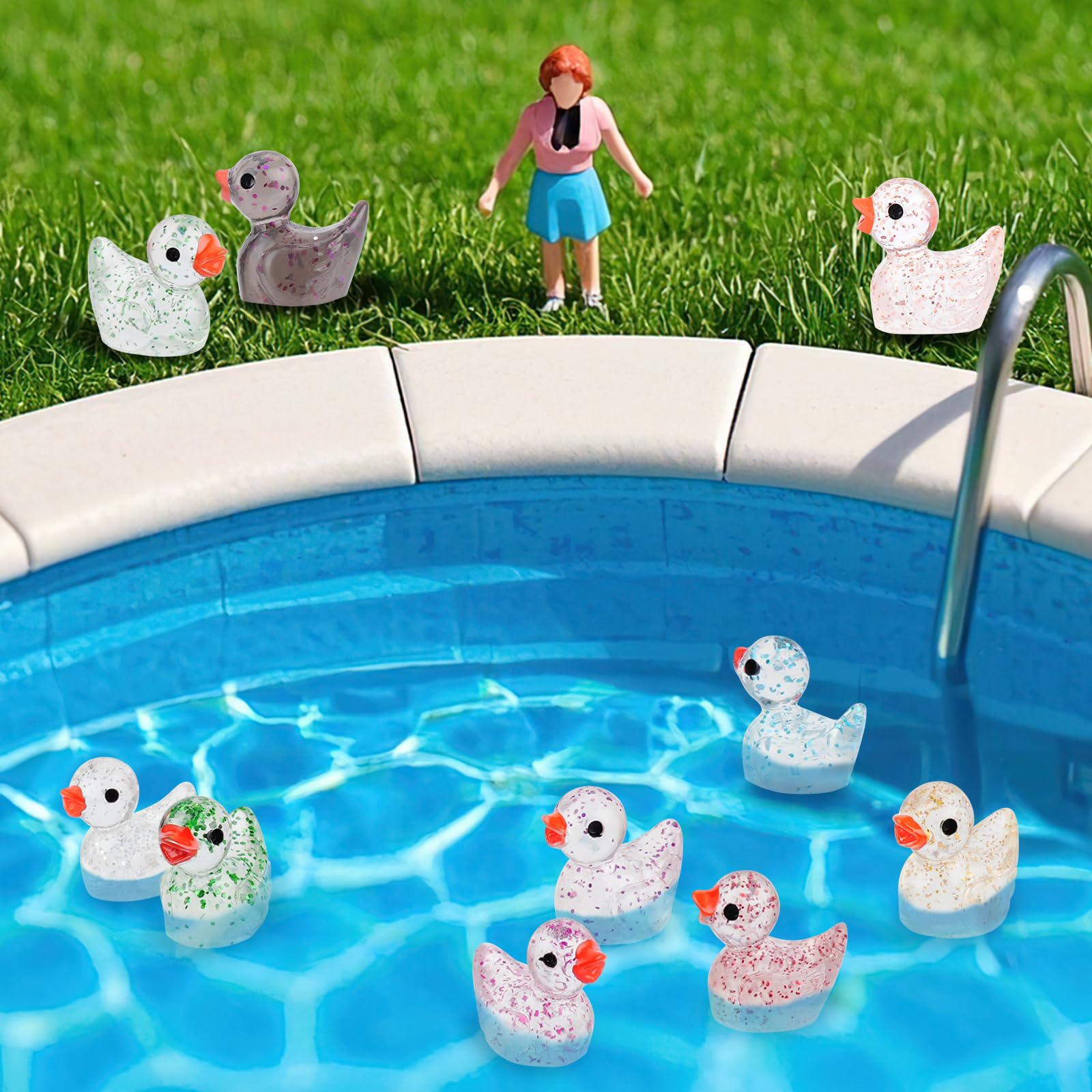 YsesoAi glitter ducks enhance garden or potted landscape decor.