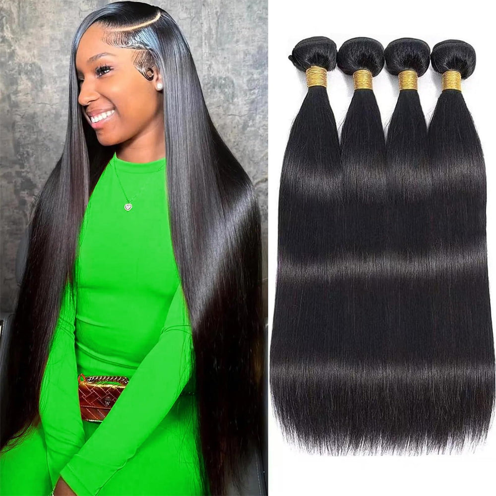 Ysivonu Brazilian virgin straight 18 inch bundles for a natural, smooth weave.