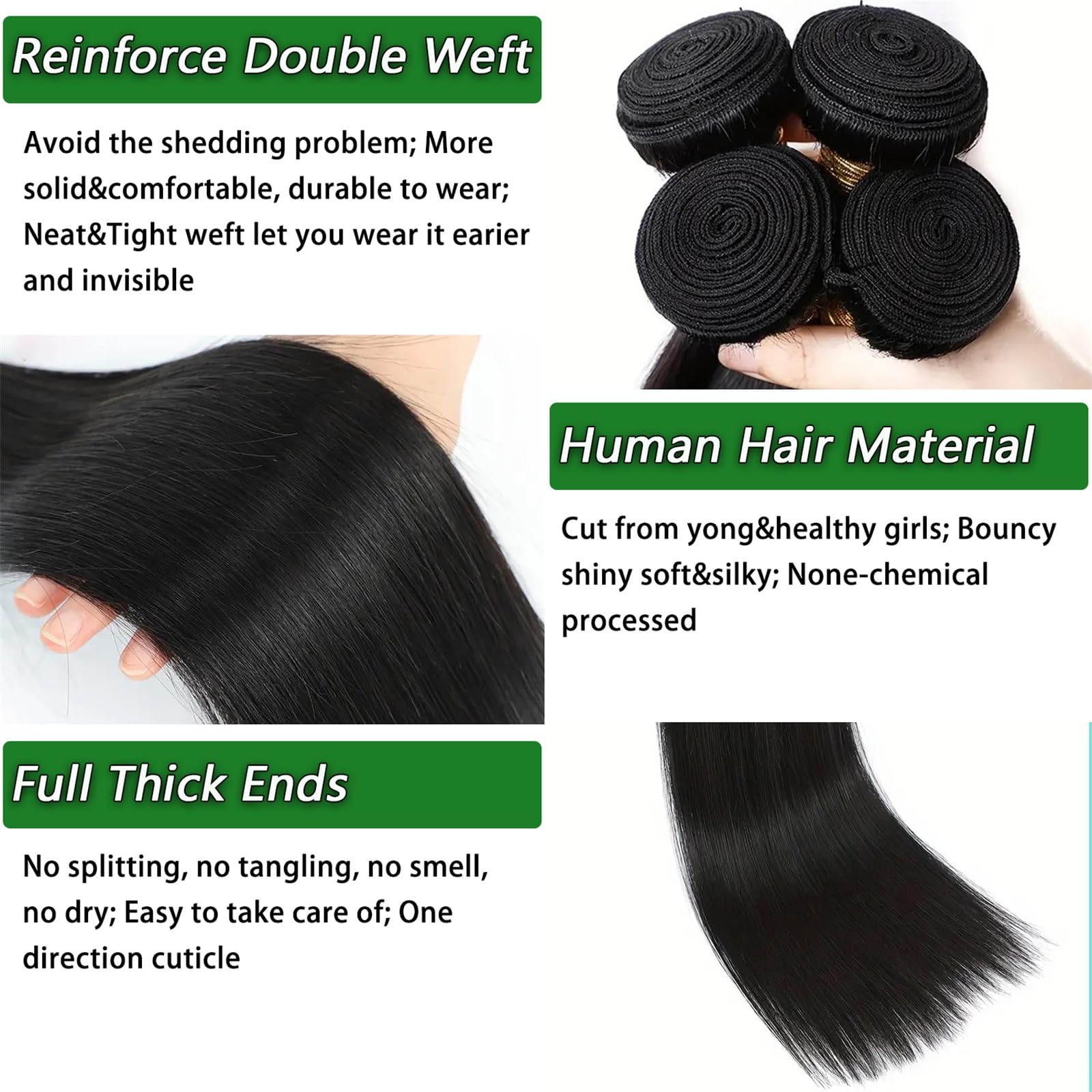 Ysivonu Brazilian virgin straight 20 inch bundles with versatile styling options.