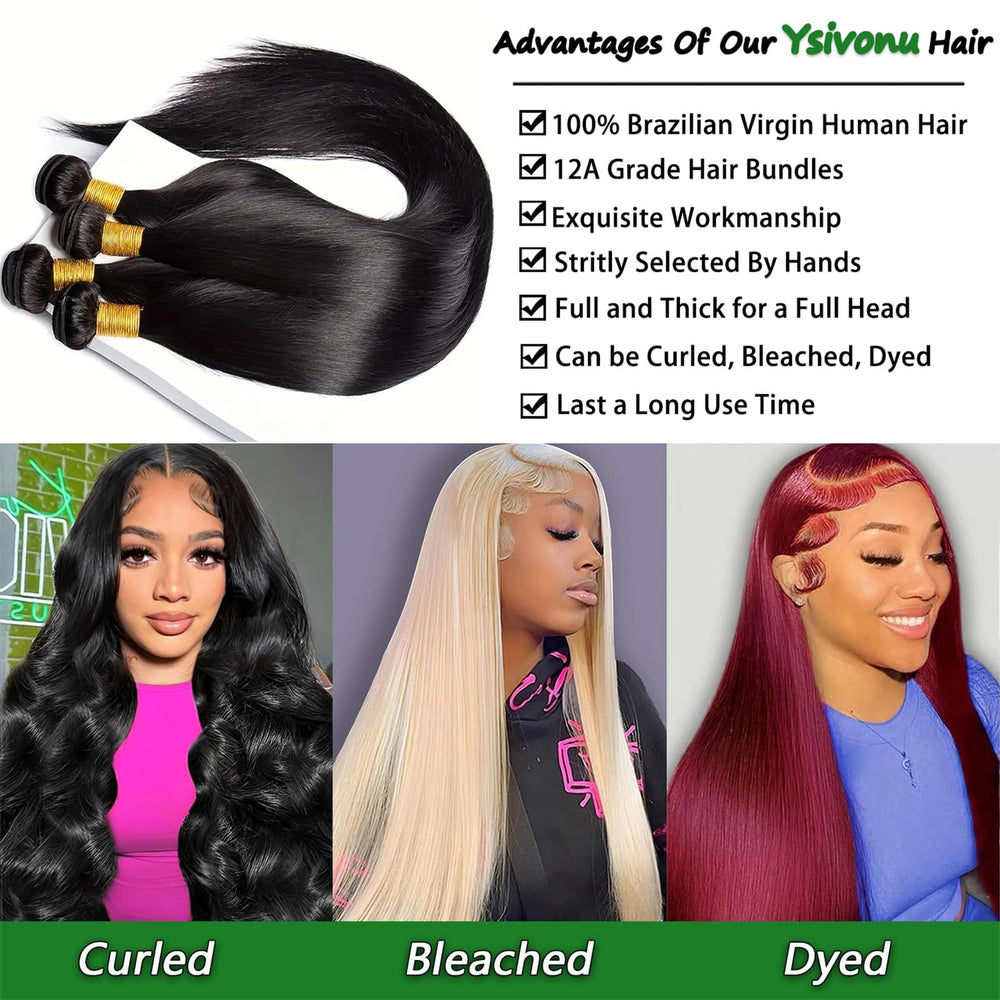Ysivonu Brazilian virgin straight 22 inch bundles blend with your hair.