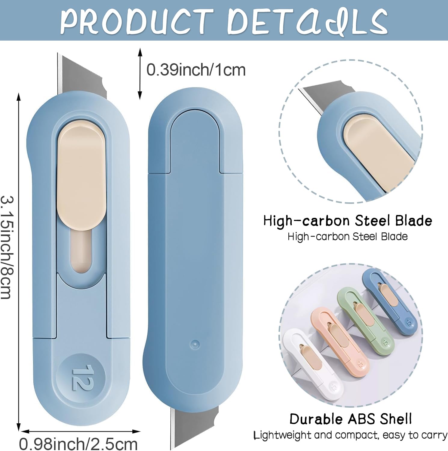 ysuovuf 4psc box cutter blade-assembly shows sharp, durable steel for daily use.