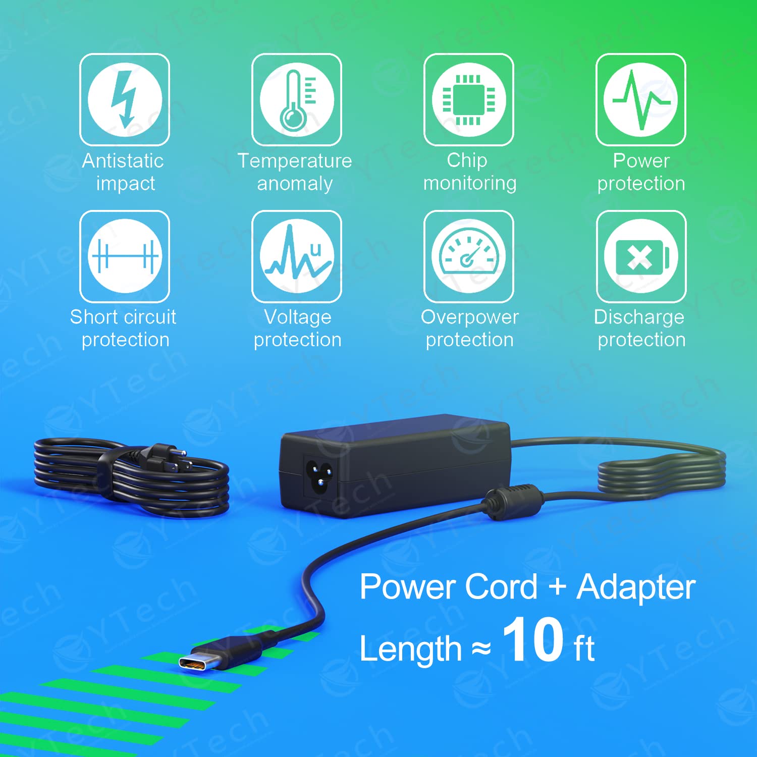 YTech 45W USB-C Chromebook charger connector ensures rapid device reach