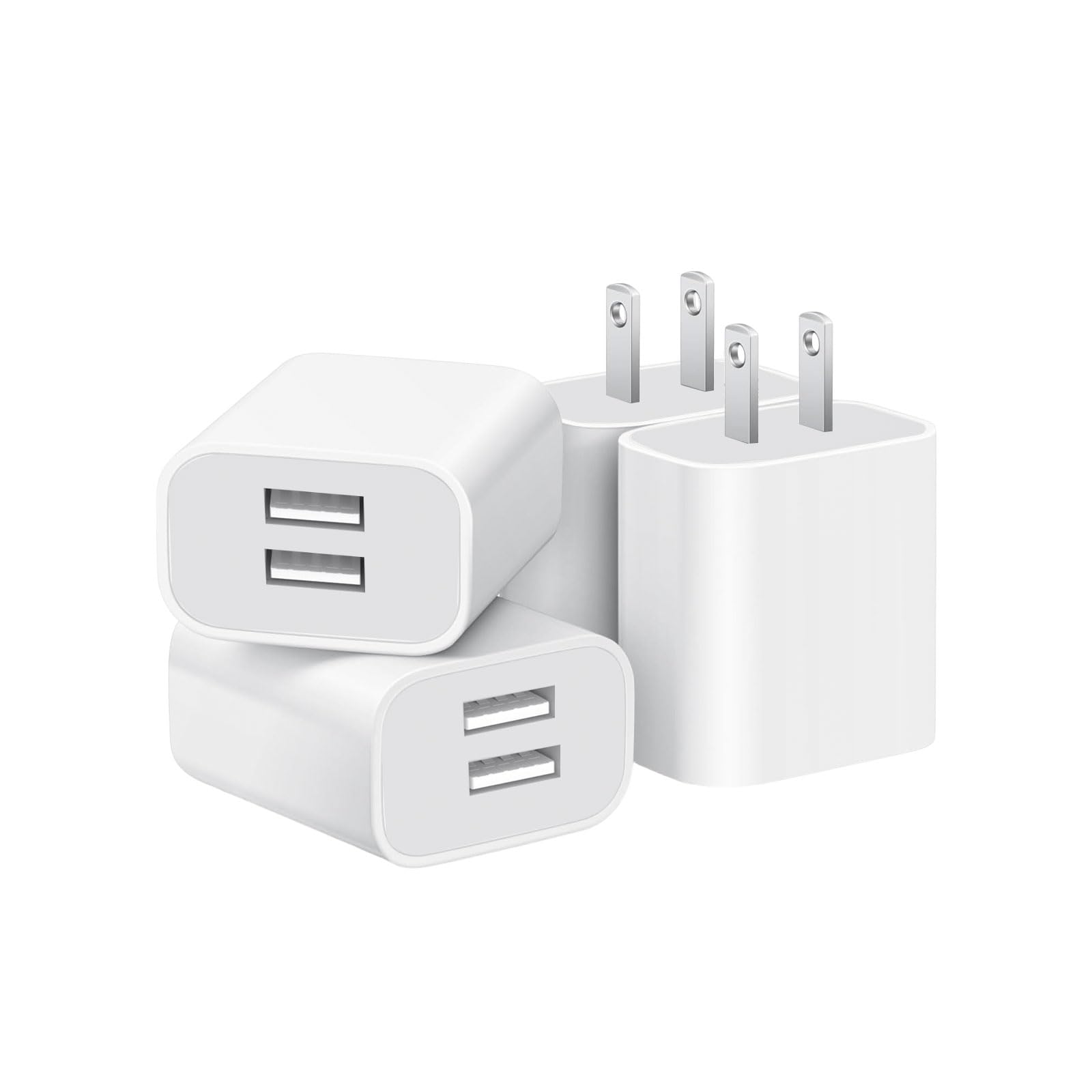 YTFCYIKBG 4-pack USB wall charger front view for dual-device charging