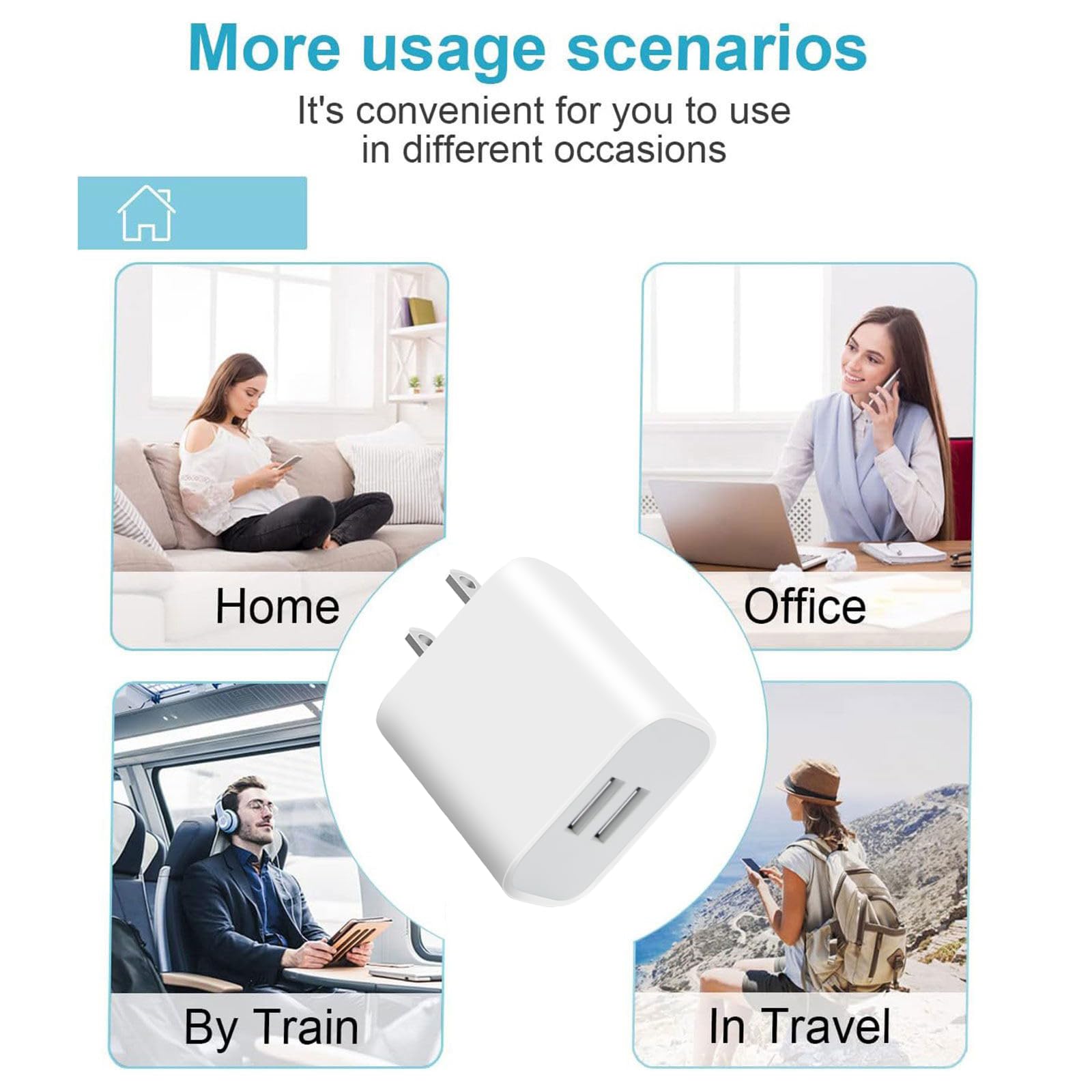 YTFCYIKBG dual-port charger highlighting compact travel-friendly design