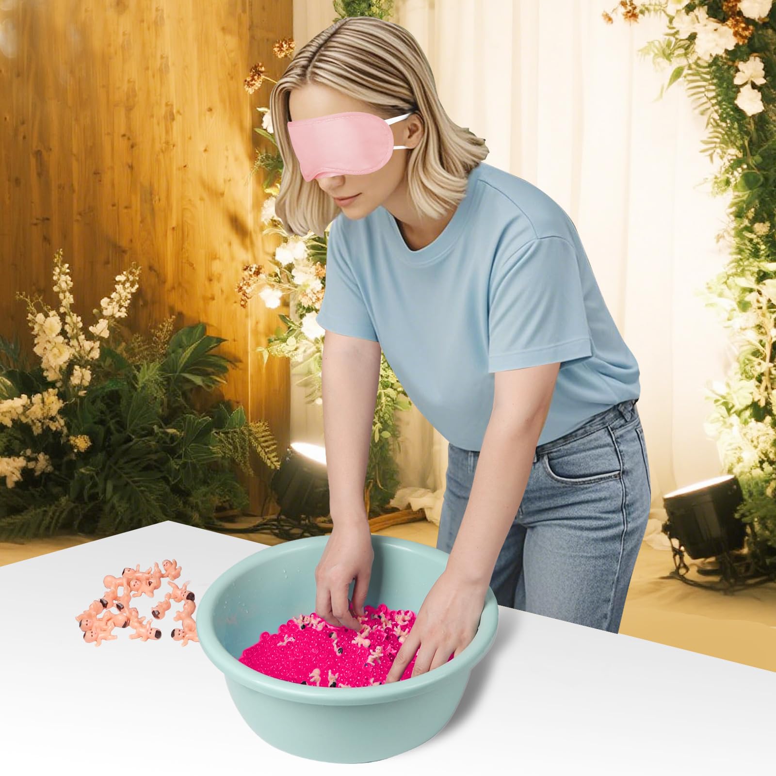 YUBAIHUI pink packaging for baby shower games highlighting the party kit and color