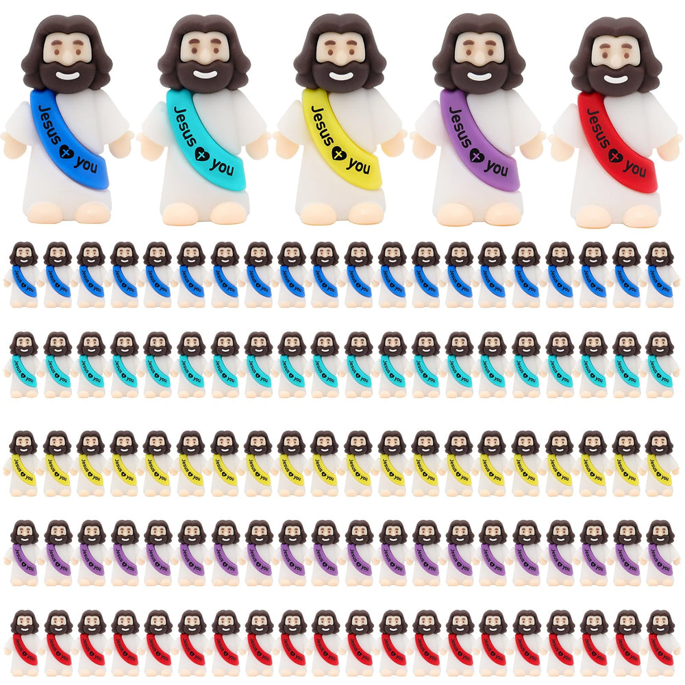 YuDanae Jesus Loves You mini figure in cyan blue, ideal Easter decor and favors.