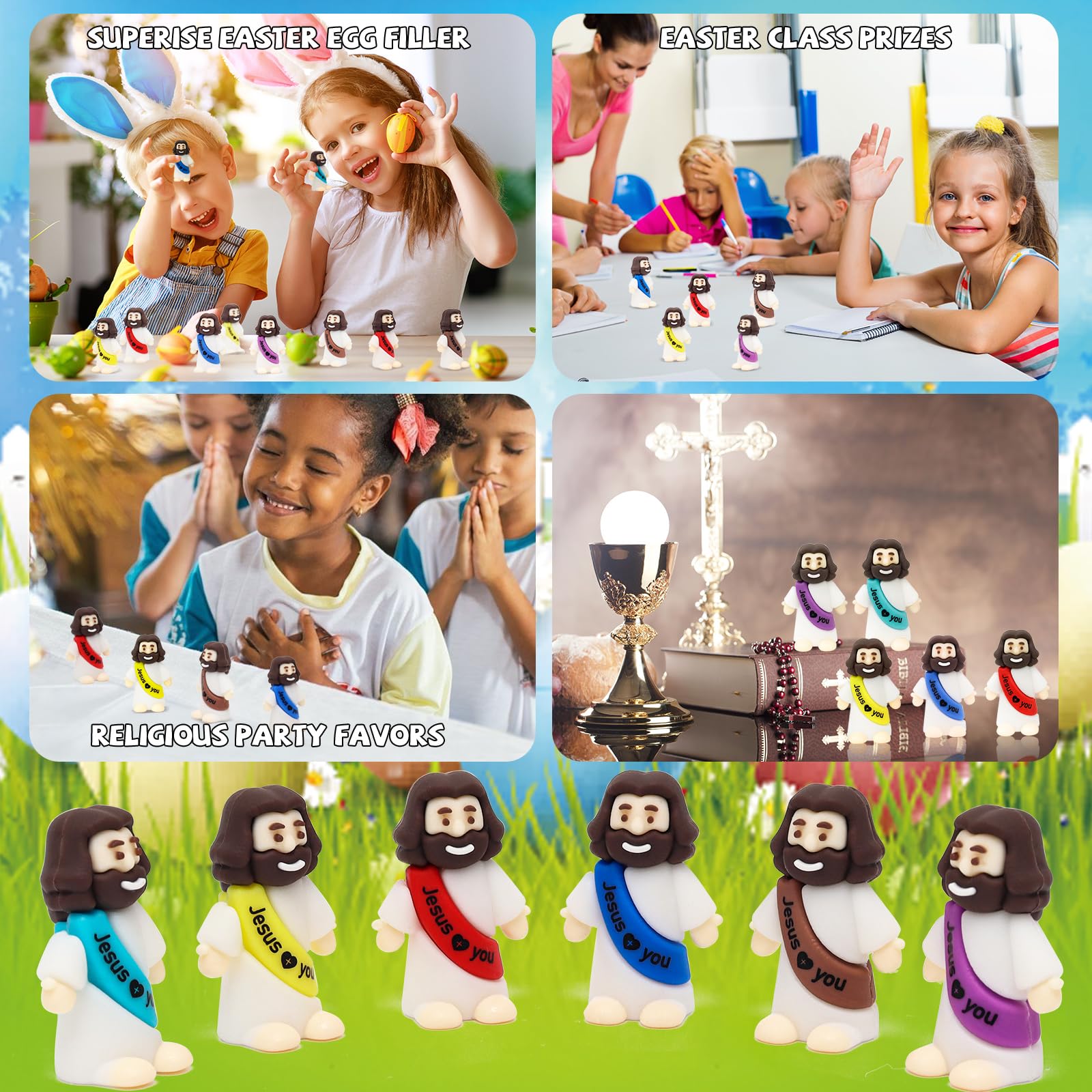 YuDanae Jesus Loves You multicolor mini figure, versatile for crafts and gifts.