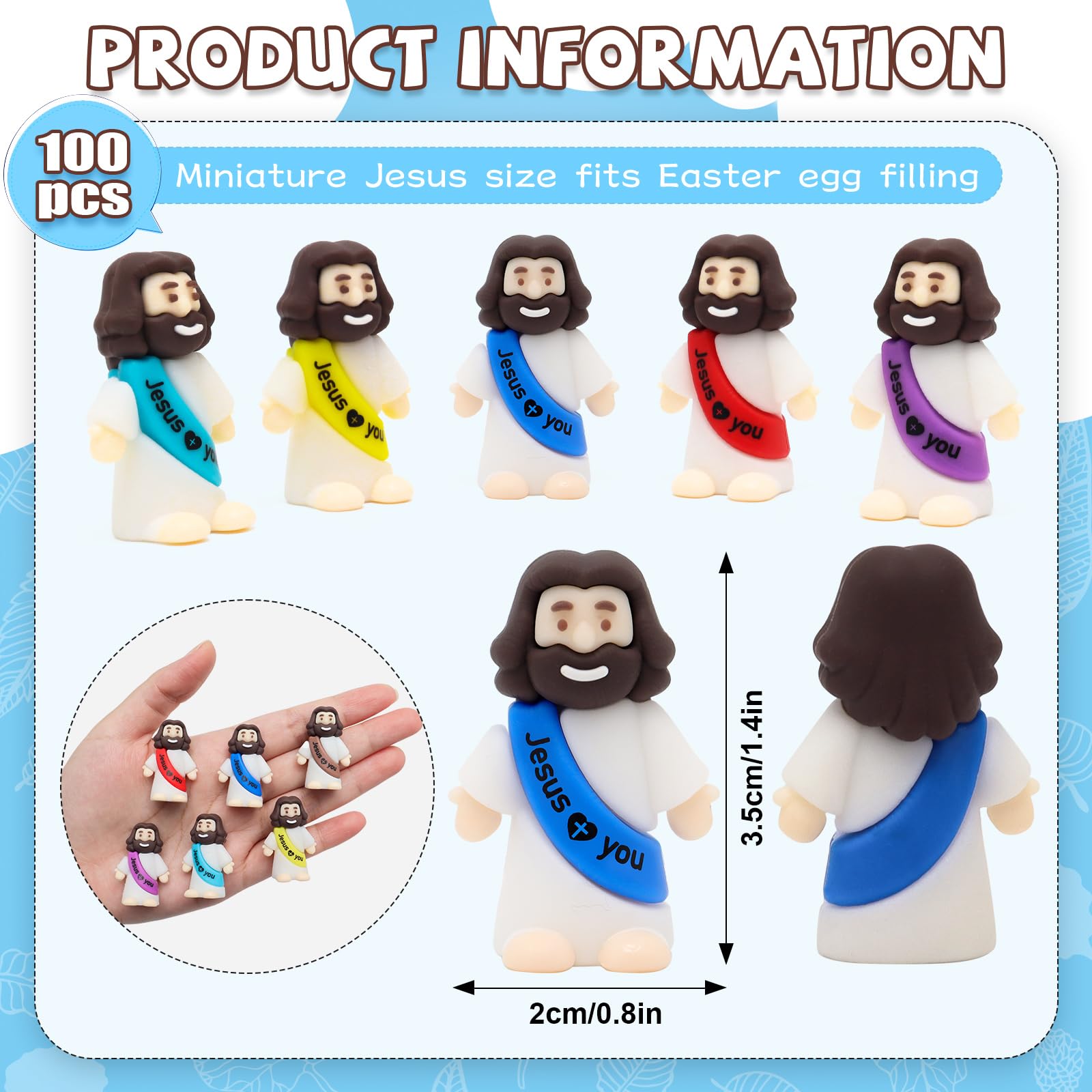 YuDanae Jesus Loves You mini figure in red, great for Sunday school rewards.