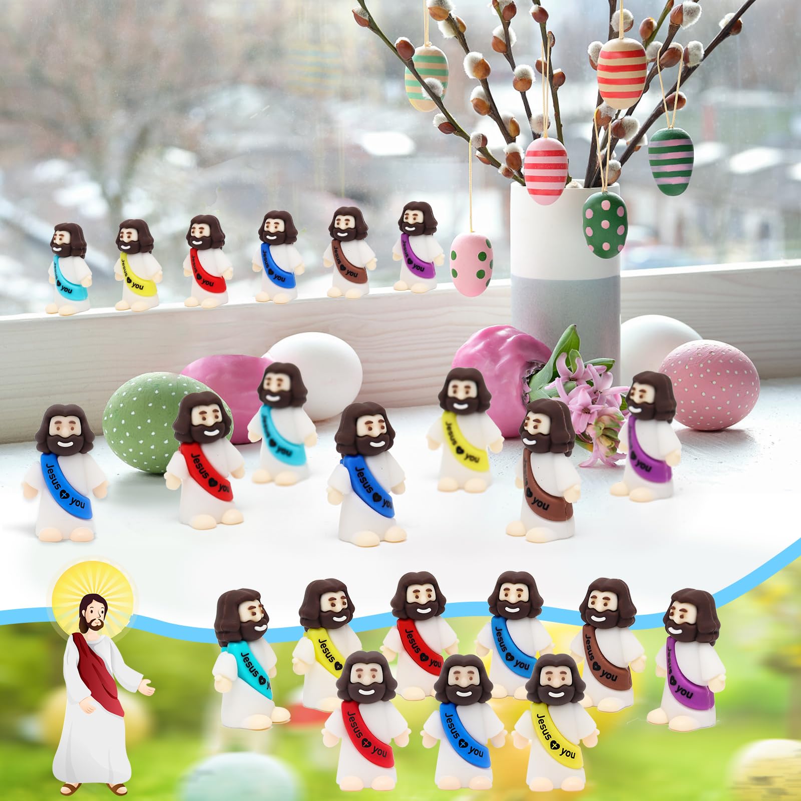 YuDanae Jesus Loves You yellow mini figure, vibrant color for events.