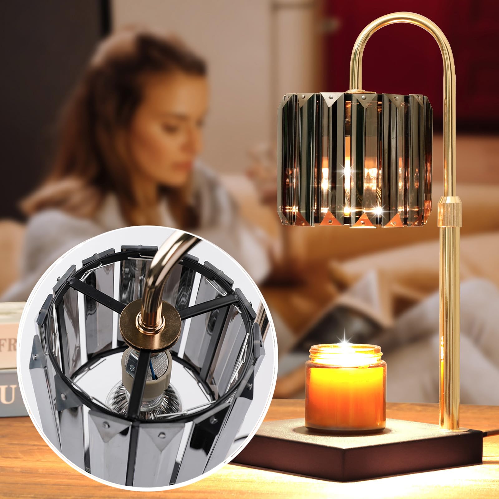 Yuichoy warmer lit as decorative night light in a cozy living space