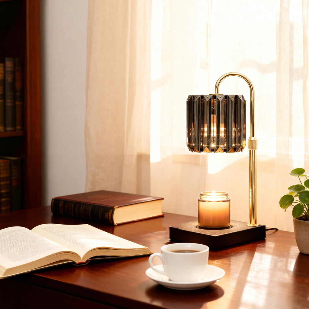Warm glow from Yuichoy Candle Warmer Lamp enhances home ambience