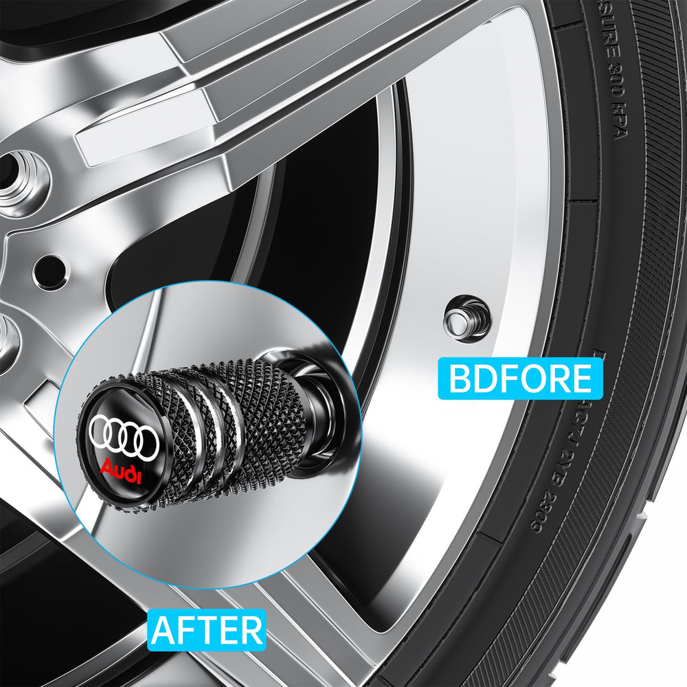 YUIQIEUY aluminum valve cap with airtight seal protects the valve stem.