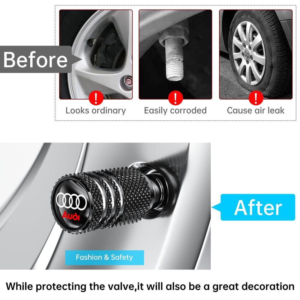 YUIQIEUY anodized black valve cap adds style and durability to wheels.