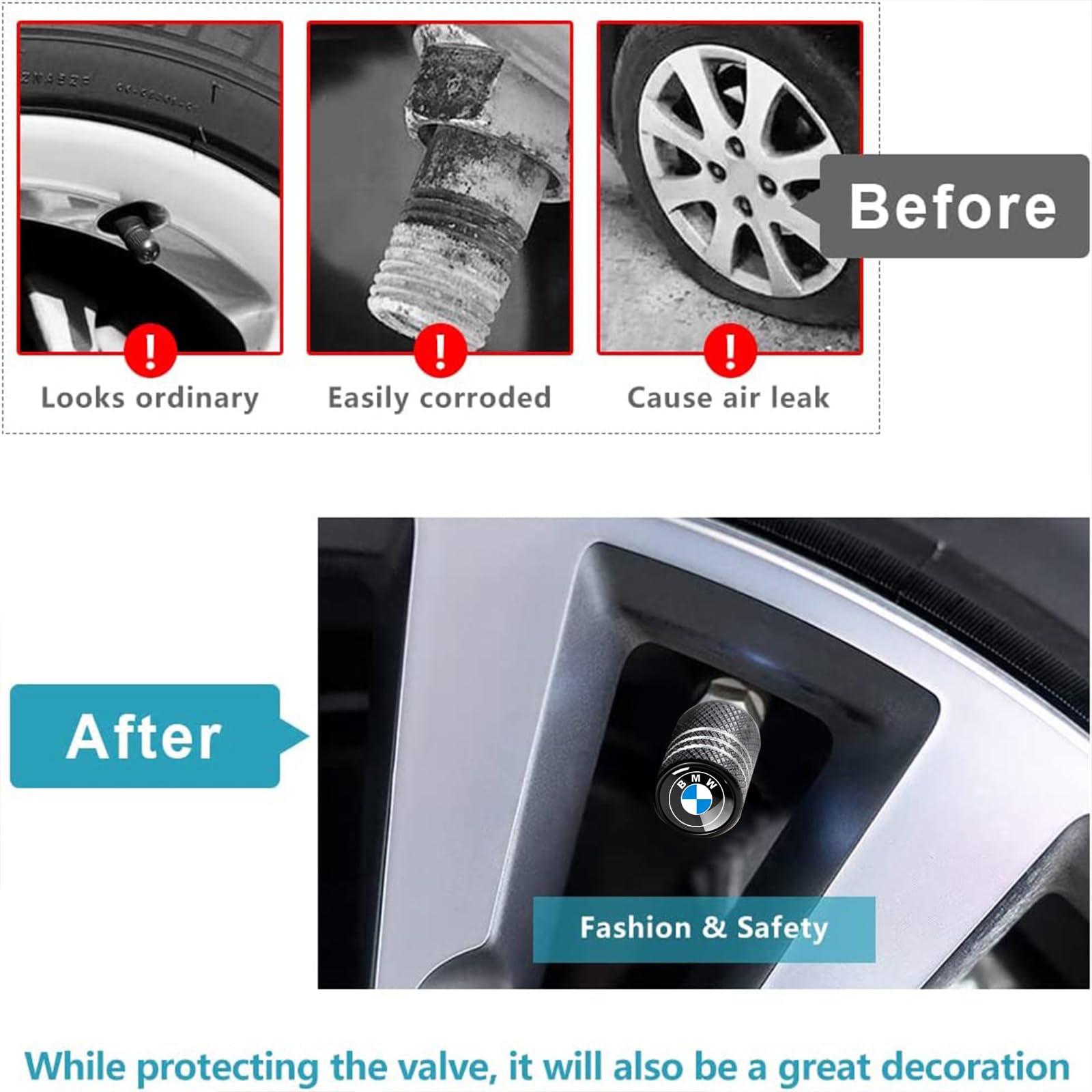 YUIQIEUY easy-screw-in valve cap installation on wheel stems