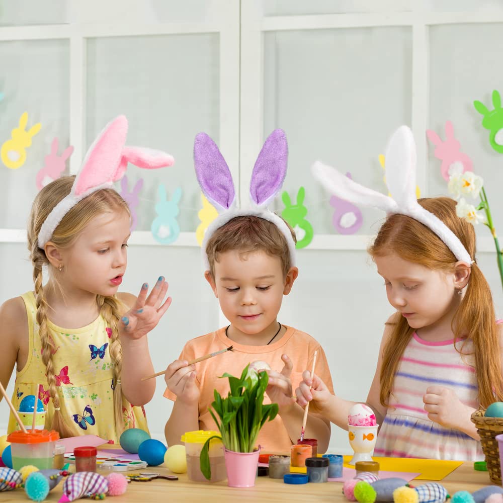 YUJUN bunny ears headband purple, colorful costume accessory for parties.