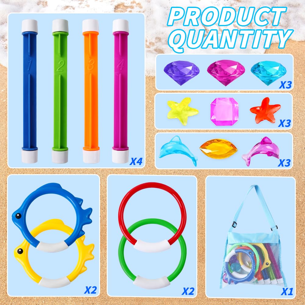 YUJUN diving sticks help kids practice underwater retrieval during pool games.