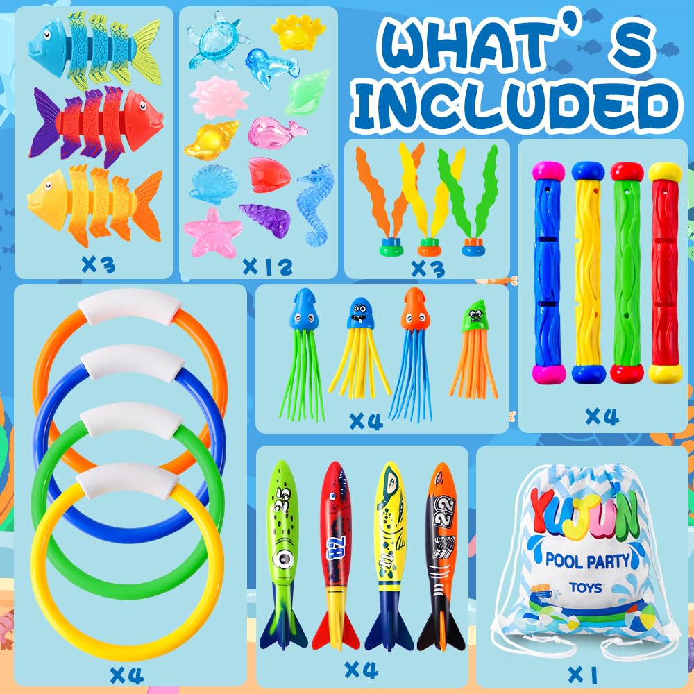 YUJUN pool fish toys help kids spot characters in water during play.