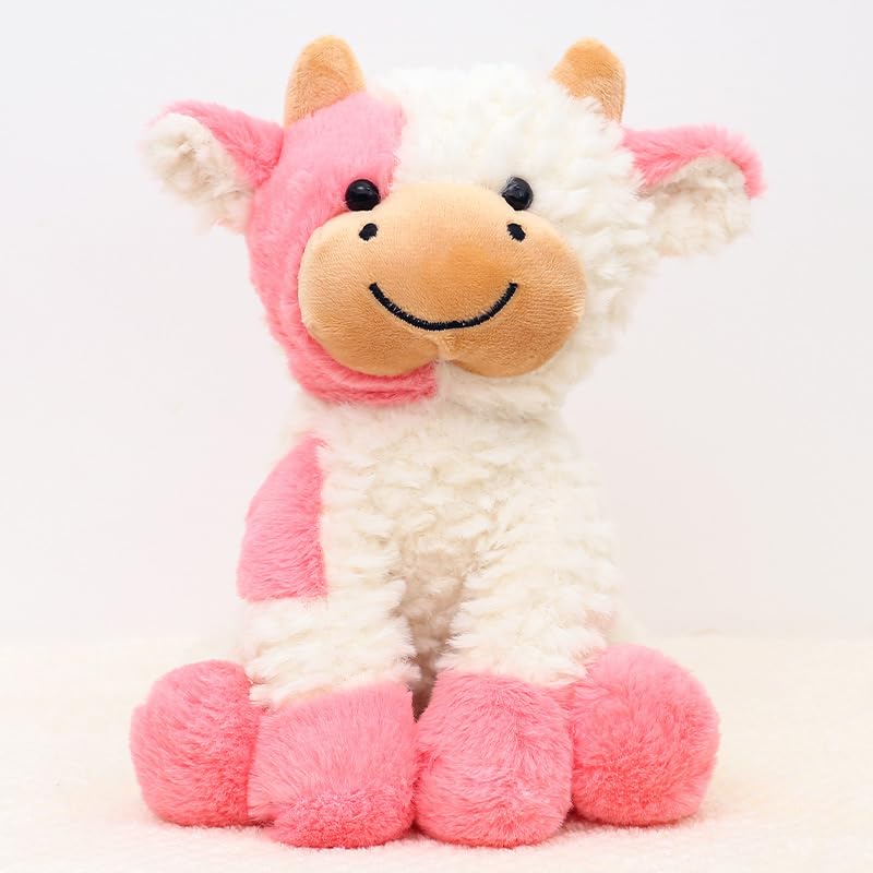 YUKOUQIAN pink cow plush, 8-inch cuddly toy for kids' hugs