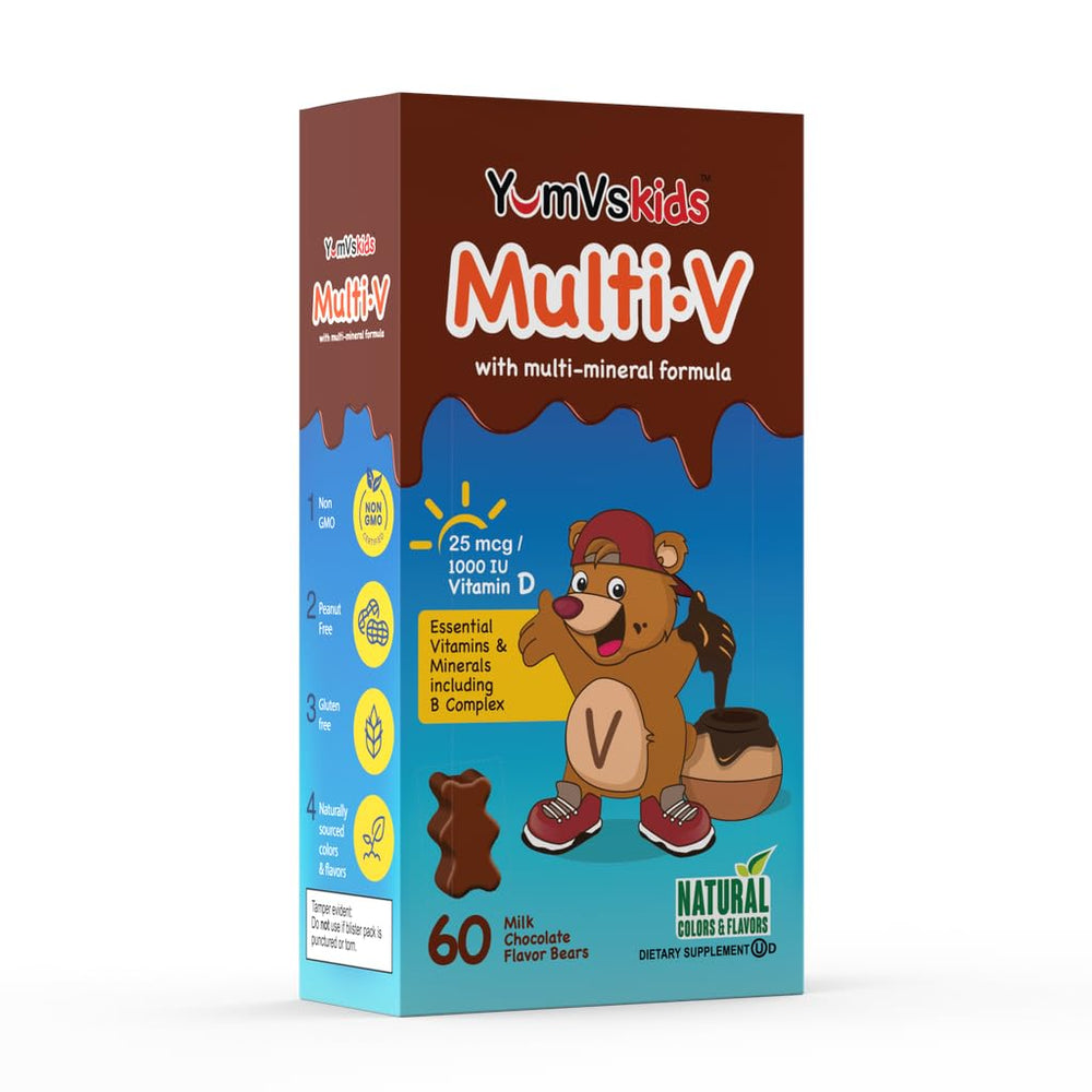 Vitamins graphic included on packaging illustrating complete nutrition for kids.