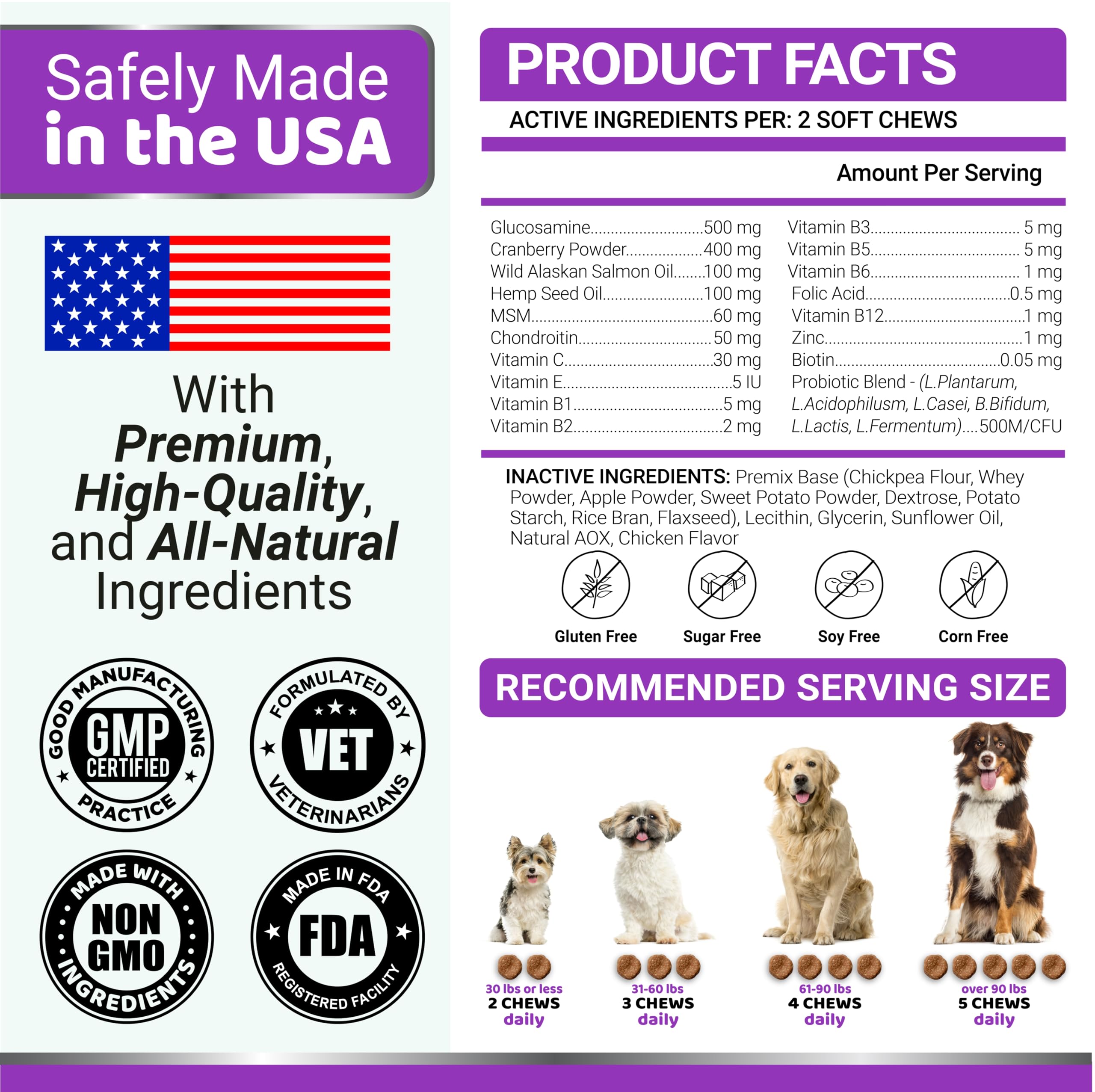 YUMA'S dog vitamins tub packaging closeup for easy dosing.