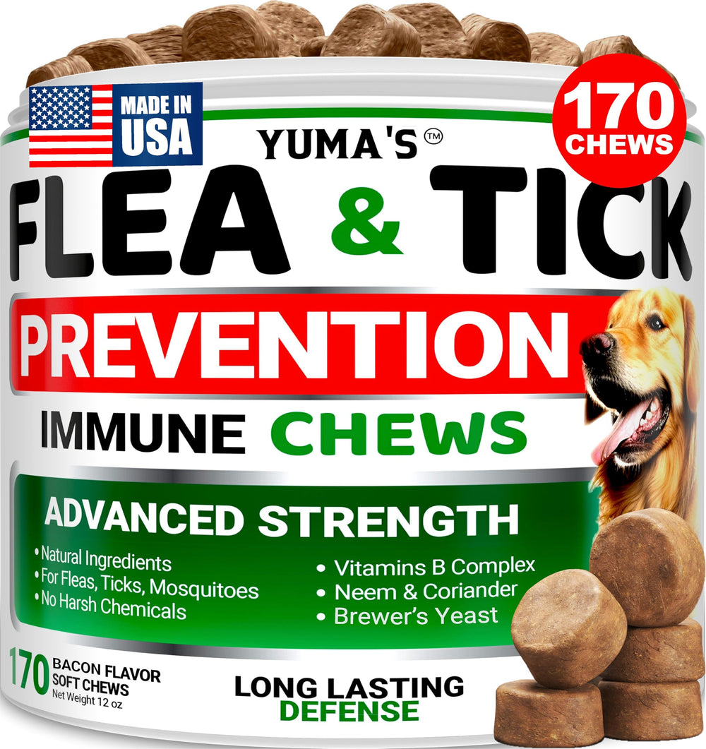 YUMA'S flea and tick prevention chews in bacon flavor for dogs