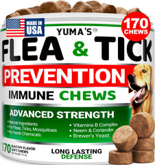 YUMA'S flea and tick prevention chews in bacon flavor for dogs