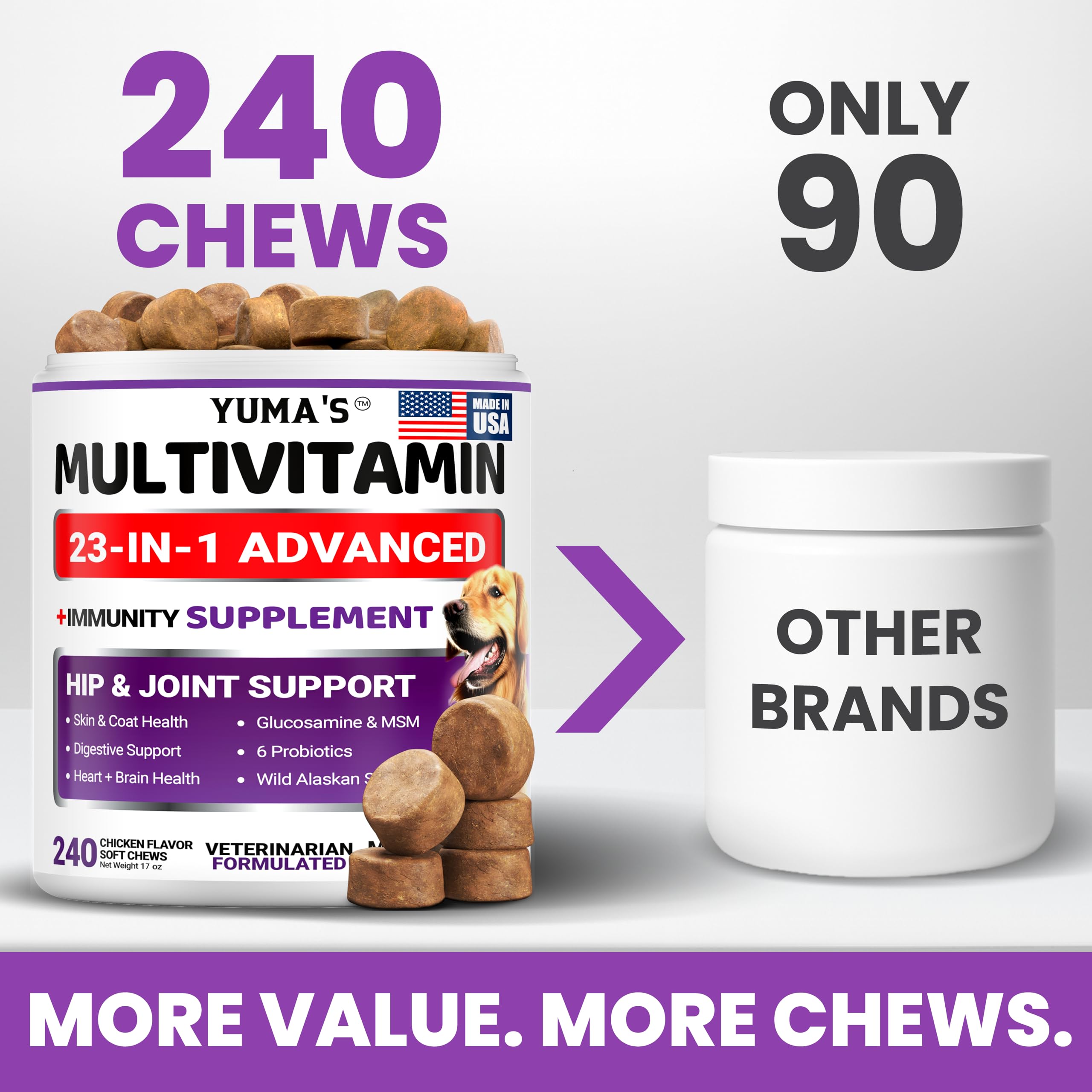 YUMA'S glucosamine joint care chews closeup highlighting hip support.