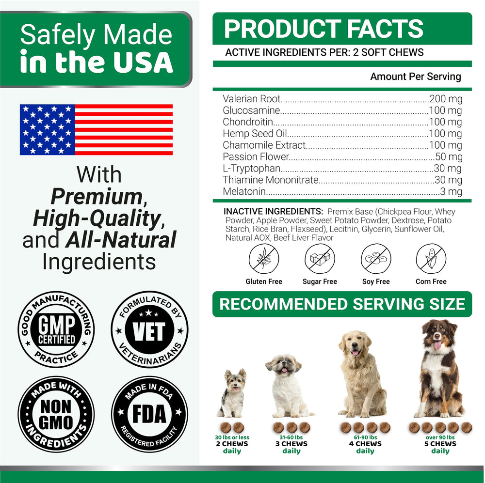 YUMA'S hemp calming chews veterinarian formulated quality for dogs.