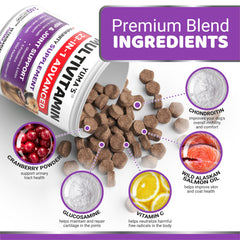 YUMA'S senior and puppy multivitamin chews closeup for all life stages.