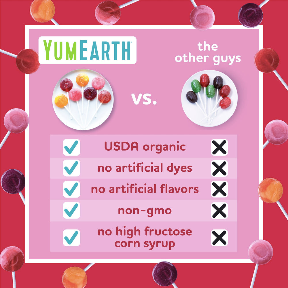YumEarth allergen-free pops pack displayed for school snacks