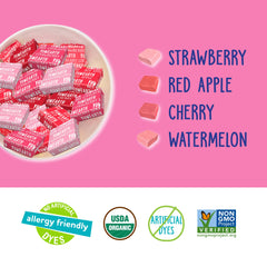YumEarth Chewys Fruity Reds organic non-GMO ingredient list clearly visible.