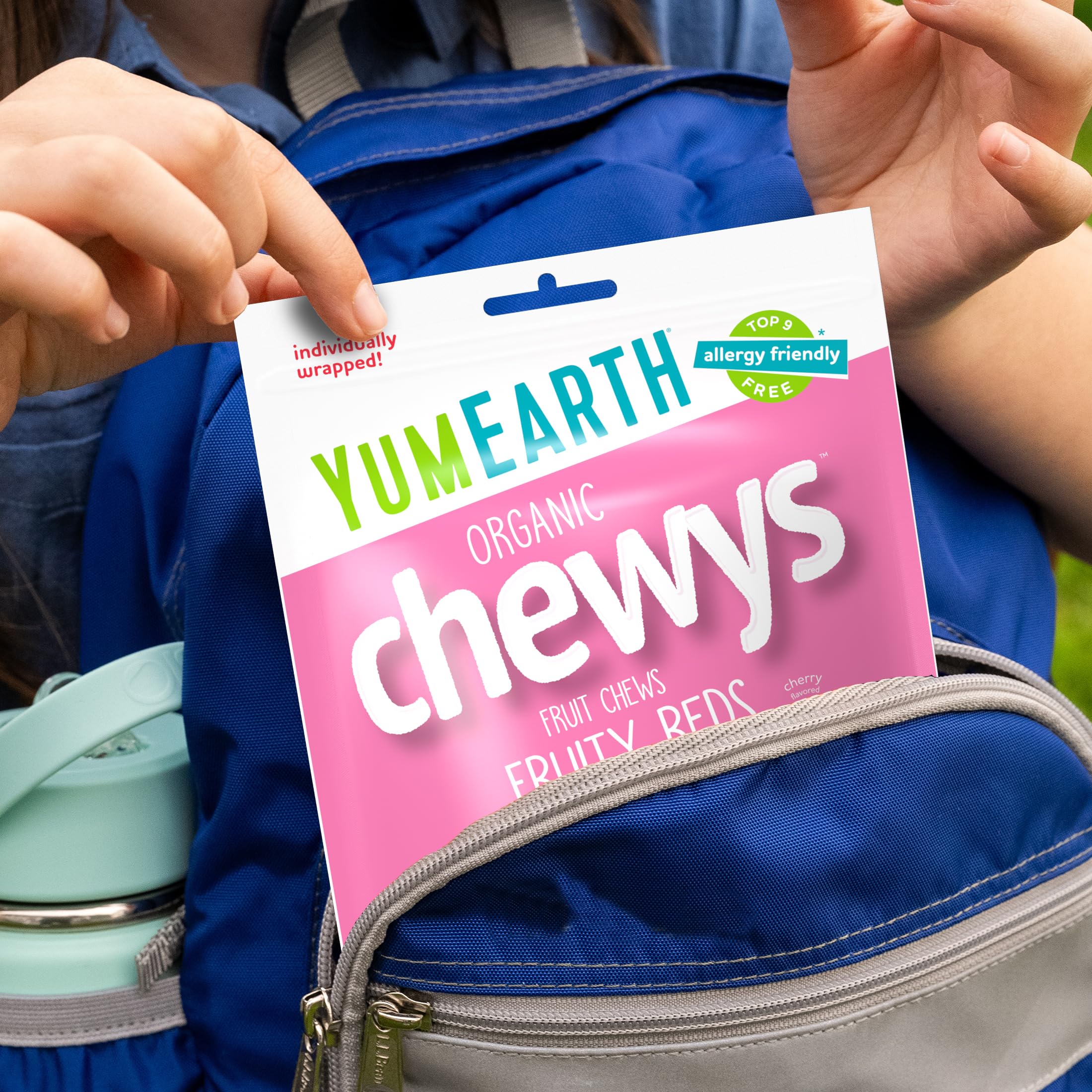 YumEarth Chewys Fruity Reds ideal travel snack for kids.