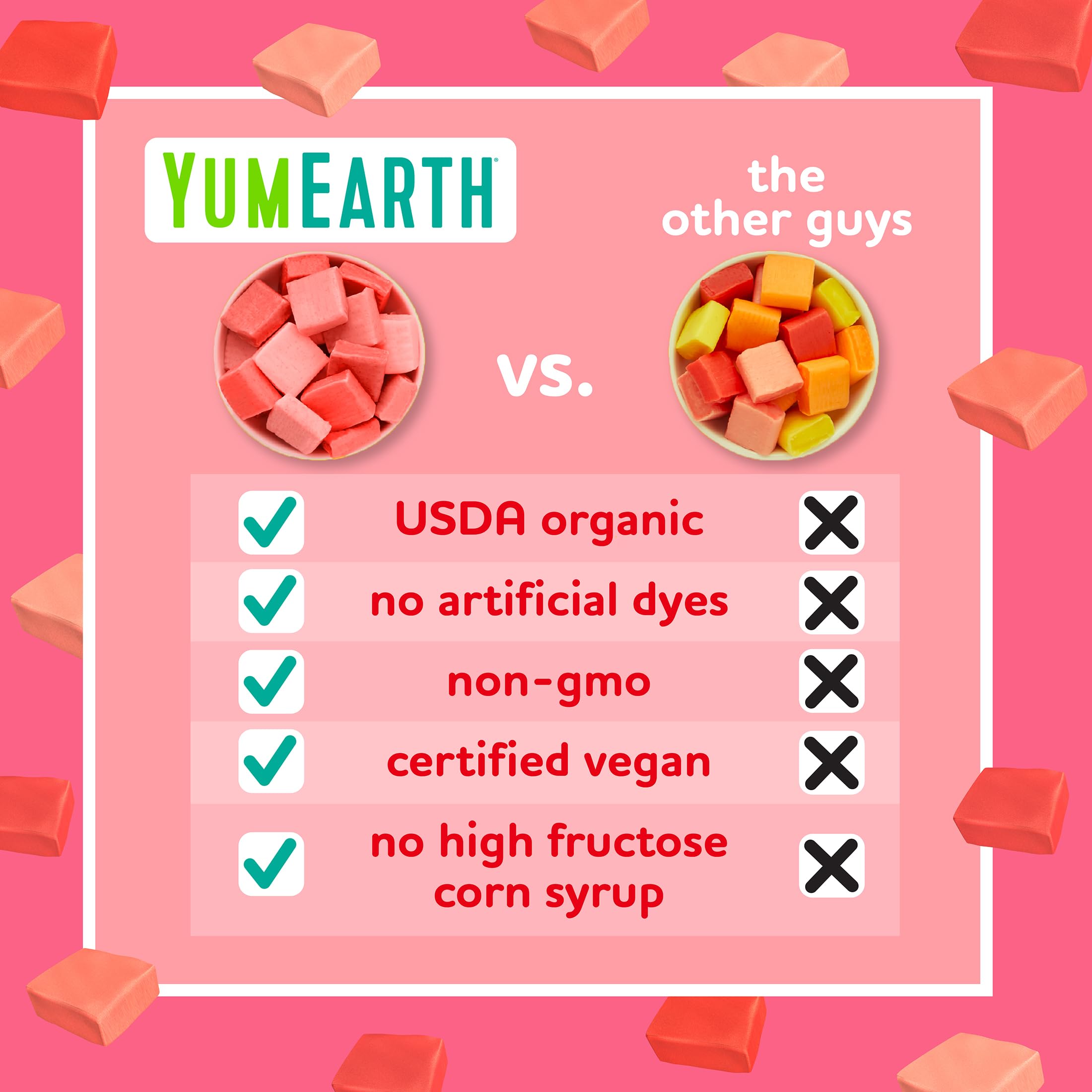 YumEarth Chewys Fruity Reds vegan and gluten-free icon featured on pack.