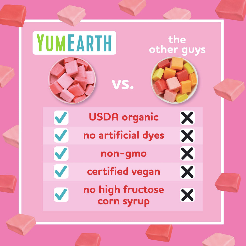 YumEarth Chewys Fruity Reds vegan and gluten-free icon featured on pack.