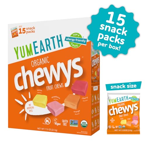 YumEarth Chewys no artificial dyes, colors from real fruit and vegetable juices.