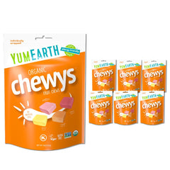 YumEarth Chewys orange-wrapped candies, organic and allergy-friendly for on-the-go snacking.